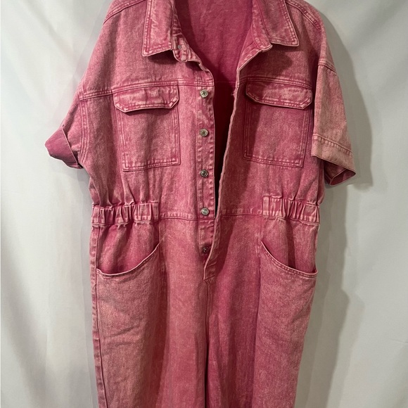 Pink Denim Jumpsuit - Picture 3 of 11